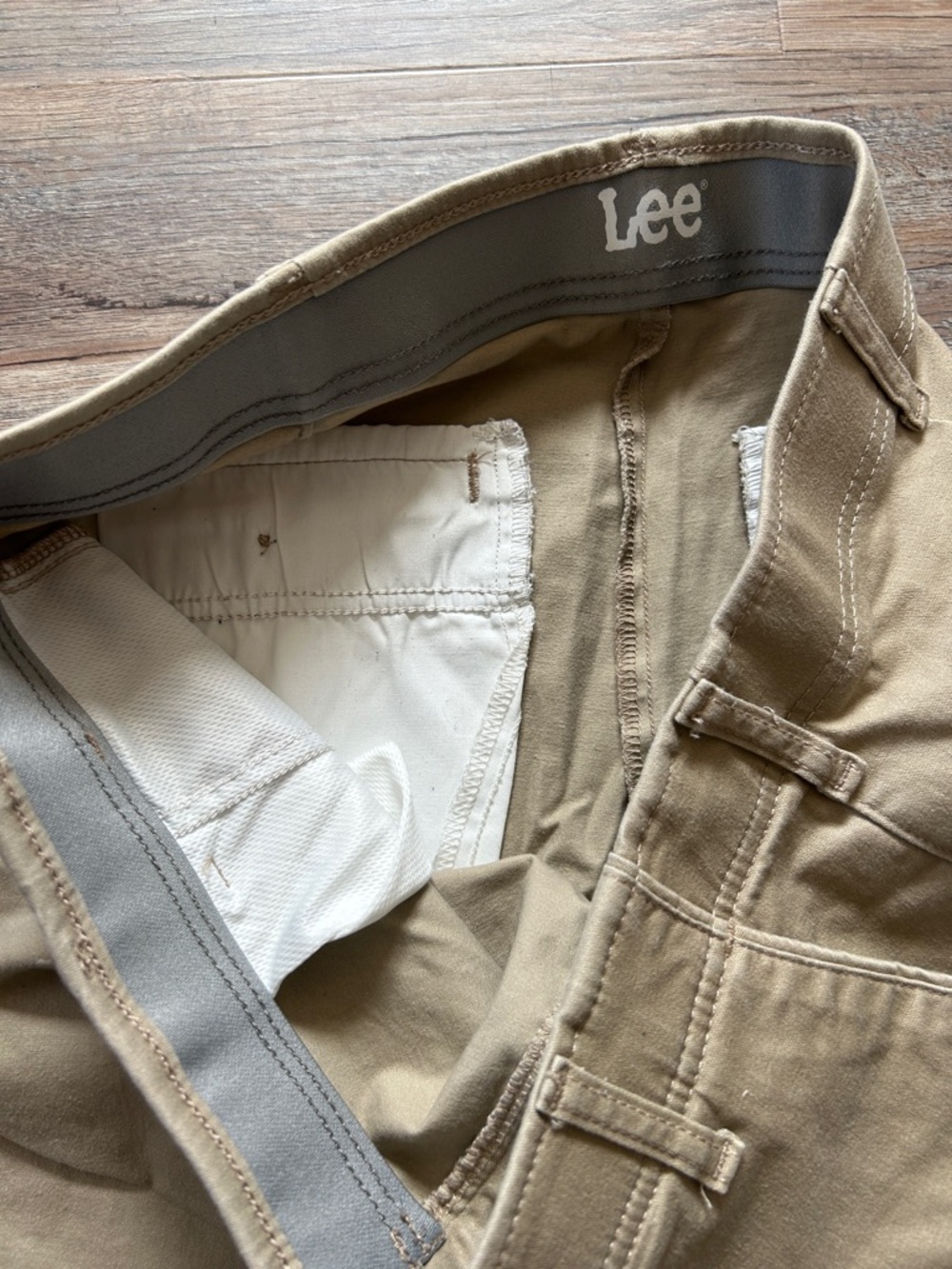 Men’s Chinos Pants, Elasticity Waist, Beige, Inseam 32 (Size 34) - Picture 6 of 7